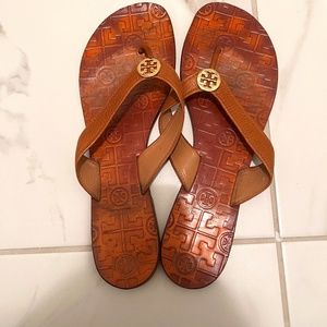 Tory Burch Brown/Tan Thora Leather Sandal